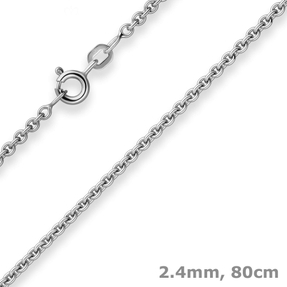 2,4mm Rund-Ankerkette Kette Collier Halskette aus 925 Silber rhodiniert 80cm