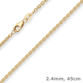 2,4mm Rund-Ankerkette Goldkette Collier Halskette aus 333 Gold Gelbgold 45cm