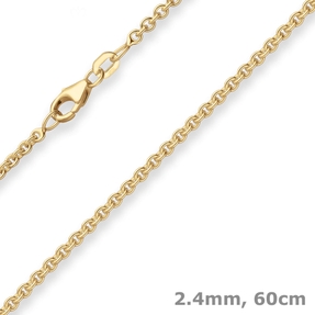2,4mm Rund-Ankerkette Goldkette Collier Halskette aus 333 Gold Gelbgold 60cm