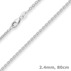 2,4mm Rund-Ankerkette Silberkette Collier Halskette aus 925 Silber 80cm