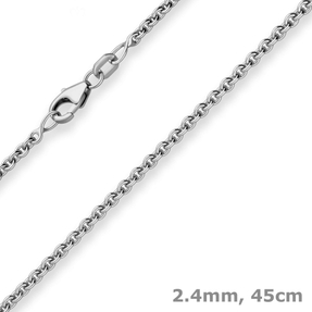 2,4mm Rund-Ankerkette Collier aus 925 Silber rhodiniert 45cm mit Zwischenöse