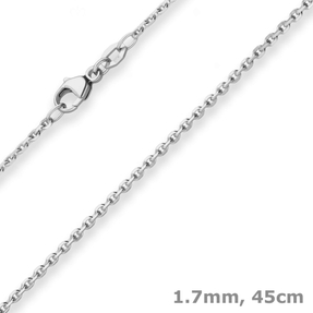 1,7mm Ankerkette diamantiert Collier aus 750 Weißgold 45cm mit Zwischenöse
