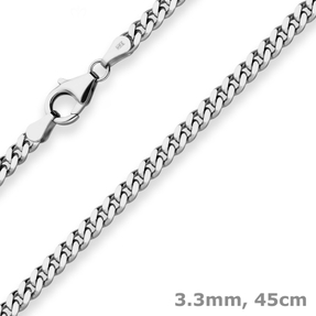 3,3mm Panzerkette Silberkette Collier Halskette aus 925 Silber rhodiniert 45cm