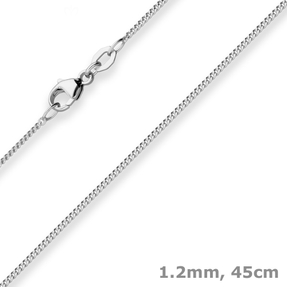 1,2mm Panzerkette Collier Halskette aus 750 Gold Weißgold 45cm mit Zwischenöse