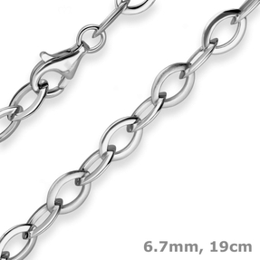 6,7mm Armband Ankerkette weit Armschmuck aus 925 Silber rhodiniert 19cm