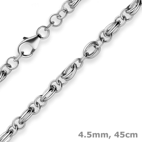 4,5mm Ankerkette weit Kette Collier Halskette aus 925 Silber rhodiniert 45cm