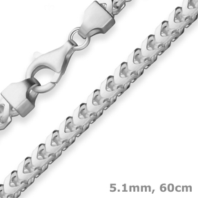 5,1mm Fuchsschwanzkette Silberkette Collier Halskette aus 925 Silber 60cm