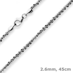 2,6mm Criss-cross-Kette Collier Halskette aus 925 Silber rhodiniert 45cm
