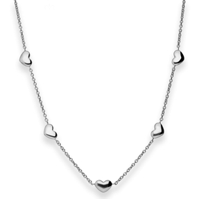1,6mm Fantasiekette Collier Herzen Halskette aus 925 Silber rhodiniert 45cm
