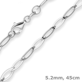 5,2mm Ankerkette weit Kette Collier Spitzoval Halskette aus 925 Silber 45cm