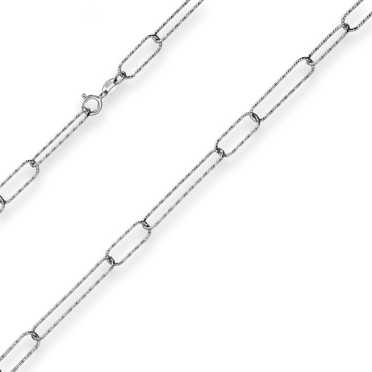 5.5mm Ankerkette gerieft Paper-Clip 925 Silber rhodiniert 45cm