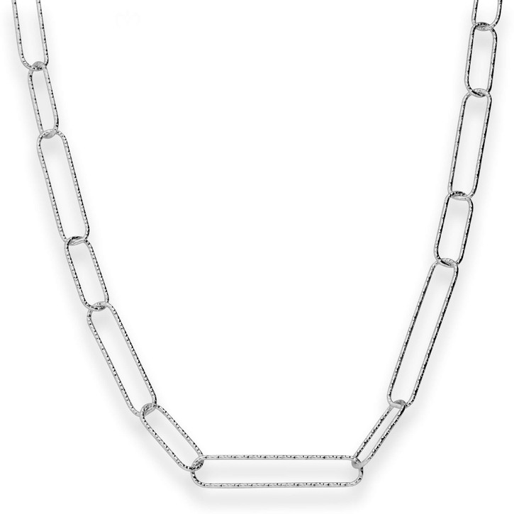 5.5mm Ankerkette gerieft Paper-Clip 925 Silber rhodiniert 45cm