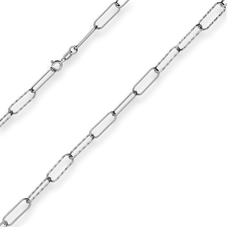4.8mm Ankerkette gerieft Paper-Clip 925 Silber rhodiniert 45cm