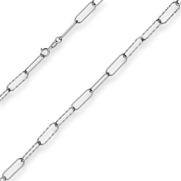 4.8mm Ankerkette gerieft Paper-Clip 925 Silber rhodiniert 45cm