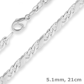 5,1mm Armband Dollarkette Armschmuck aus 925 Silber matt-glänzend 21cm