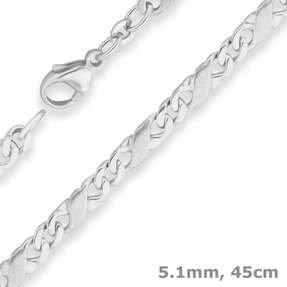 5,1mm Dollarkette Kette Collier Halskette aus 925 Silber matt-glänzend 45cm