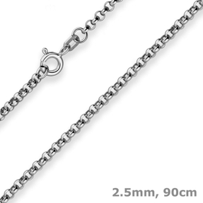 2,5mm Erbskette Silberkette Collier Halskette aus 925 Silber rhodiniert 90cm