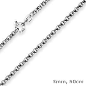 3mm Erbskette Silberkette Collier Halskette aus 925 Silber rhodiniert 50cm