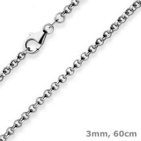 3mm Erbskette Silberkette Collier Halskette aus 925 Silber rhodiniert 60cm