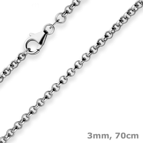 3mm Erbskette Silberkette Collier Halskette aus 925 Silber rhodiniert 70cm