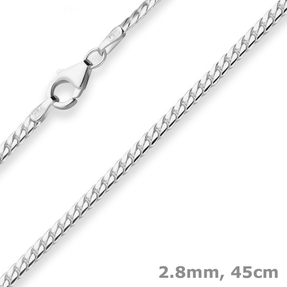 2,8mm Panzerkette oval Silberkette Collier Halskette aus 925 Silber 45cm