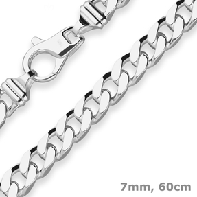 7mm Panzerkette Silberkette Collier Halskette aus 925 Silber 60cm