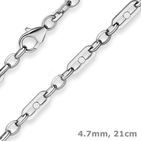 4,7mm Armband Fantasiekette Armschmuck aus 925 Silber rhodiniert 21cm