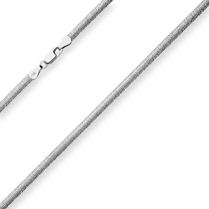 4.4mm Herringbonekette aus 925 Silber rhodiniert 45cm