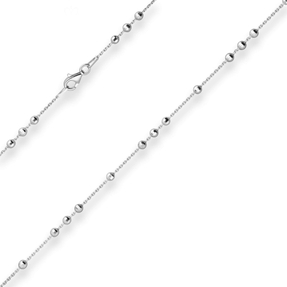 1,1mm Fantasiekette Kette Collier Kugel Halskette aus 925 Silber rhodiniert 45cm
