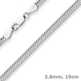 3,8mm Armband Fantasiekette Silberarmband Armschmuck aus 925 Silber 19cm