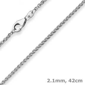2,1mm Zopfkette Silberkette Collier Halskette aus 925 Silber rhodiniert 42cm