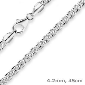 4,2mm Zopfkette Silberkette Collier Halskette aus 925 Silber 45cm