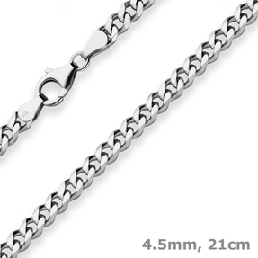 4,5mm Armband Panzerkette Armschmuck aus 925 Silber rhodiniert 21cm