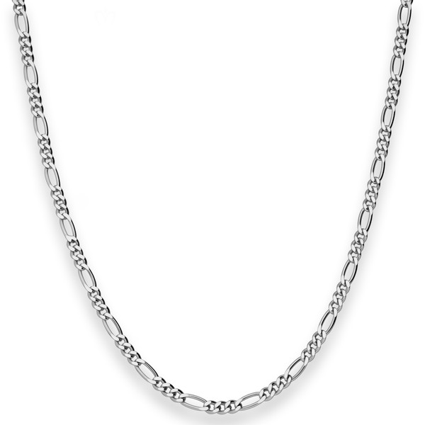 2.8mm Figarokette diamantiert aus 925 Silber rhodiniert 50cm