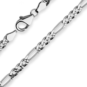 4,5mm Armband Figarokette diamantiert Armschmuck aus 925 Silber rhodiniert 21cm