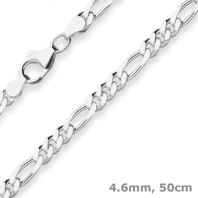 4,6mm Figarokette diamantiert Silberkette Collier Halskette aus 925 Silber 50cm