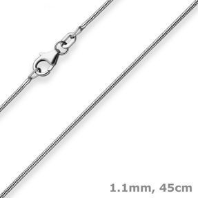 1,1mm Schlangenkette Kette Collier Halskette aus 925 Silber rhodiniert 45cm