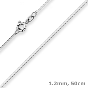 1,2mm Schlangenkette diamantiert Kette Collier aus 925 Silber rhodiniert 50cm