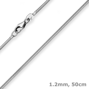 1,2mm Schlangenkette diamantiert Kette Collier aus 925 Silber rhodiniert 50cm