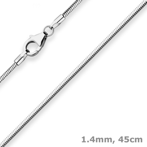 1,4mm Schlangenkette diamantiert Kette Collier aus 925 Silber rhodiniert 45cm