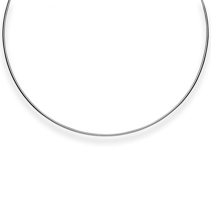 1.5mm Halsreif Tondakette aus 925 Silber rhodiniert 45cm