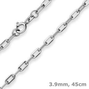 3,9mm Ankerkette weit Kette Collier Halskette aus 925 Silber rhodiniert 45cm