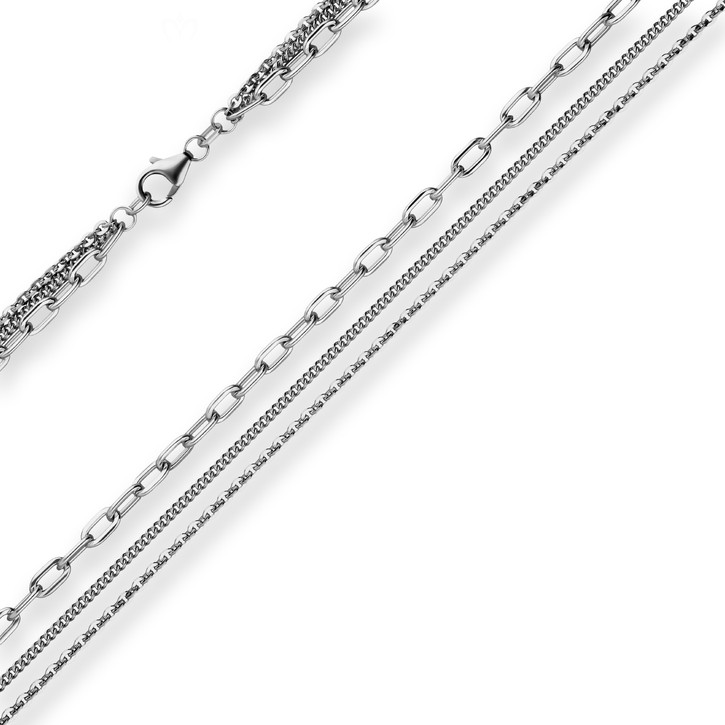 2.1mm Fantasiekette aus 925 Silber rhodiniert 45cm