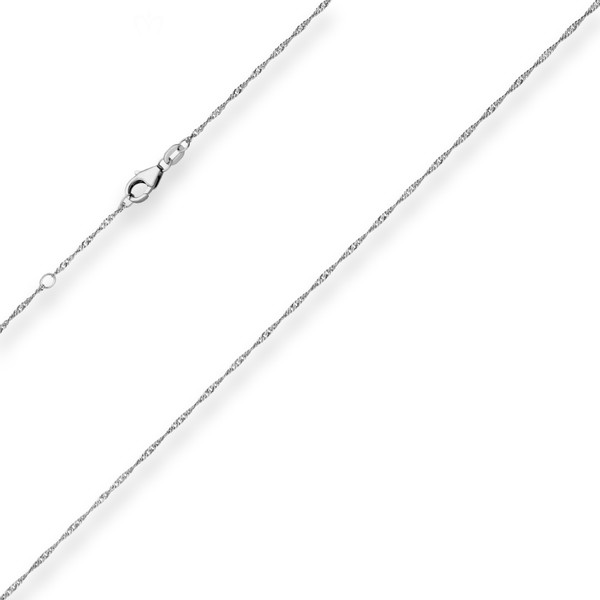 1.2mm Singapurkette aus 585 Weißgold 42cm mit Zwischenöse