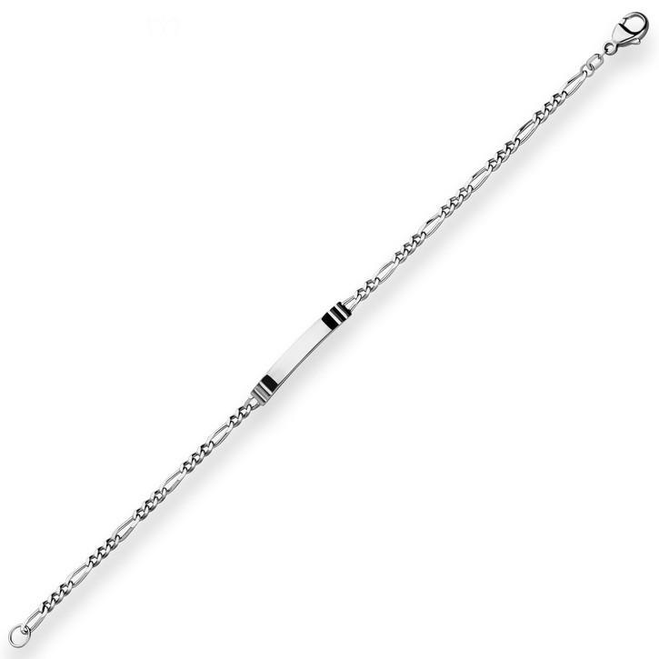 3.4mm Id-Armband Figarokette diamantiert 925 Silber rhodiniert