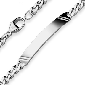 4,6mm Id-Armband Panzerkette Schildband aus 925 Silber rhodiniert 19cm