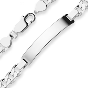 7,5mm Id-Armband Panzerkette Schildband Armschmuck aus 925 Silber 21cm