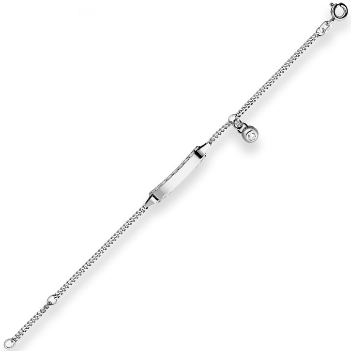 2.1mm Id-Armband Panzerkette aus 925 Silber rhodiniert 16cm
