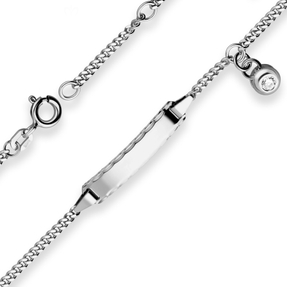 2,1mm Id-Armband Panzerkette Armschmuck aus 925 Silber rhodiniert 16cm Zirkonia 2,1mm Id-Armband Panzerkette Armschmuck aus 925 Silber rhodiniert 16cm Zirkonia