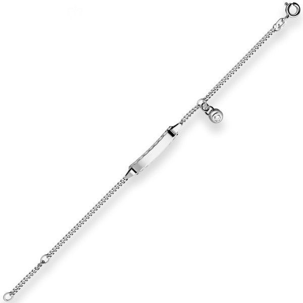 2.1mm Id-Armband Panzerkette aus 925 Silber rhodiniert 16cm